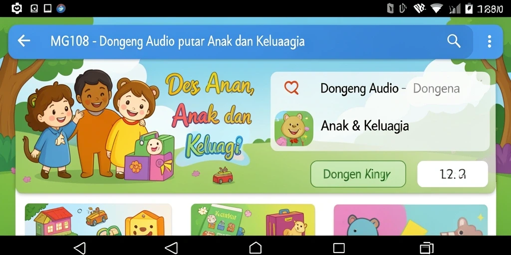 Antarmuka MG108 yang ramah anak untuk mendengarkan dongeng.