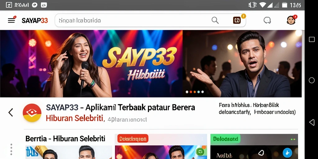 Antarmuka SAYAP33 menampilkan berita hiburan selebriti yang menarik.
